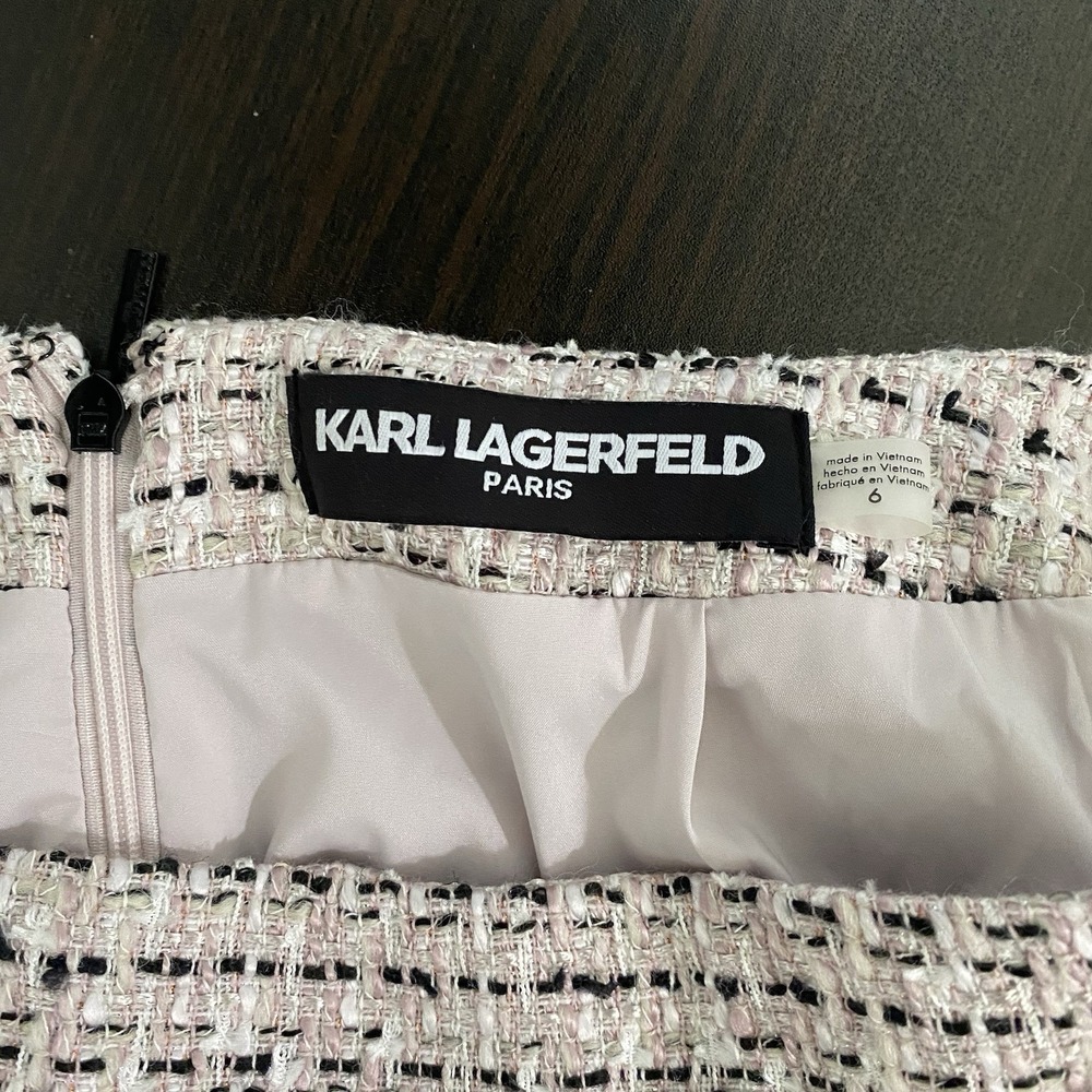 Karl Lagerfeld Paris Women's Pink Cream Tweed Pencil Skirt‎ Size 6 - Picture 4 of 4